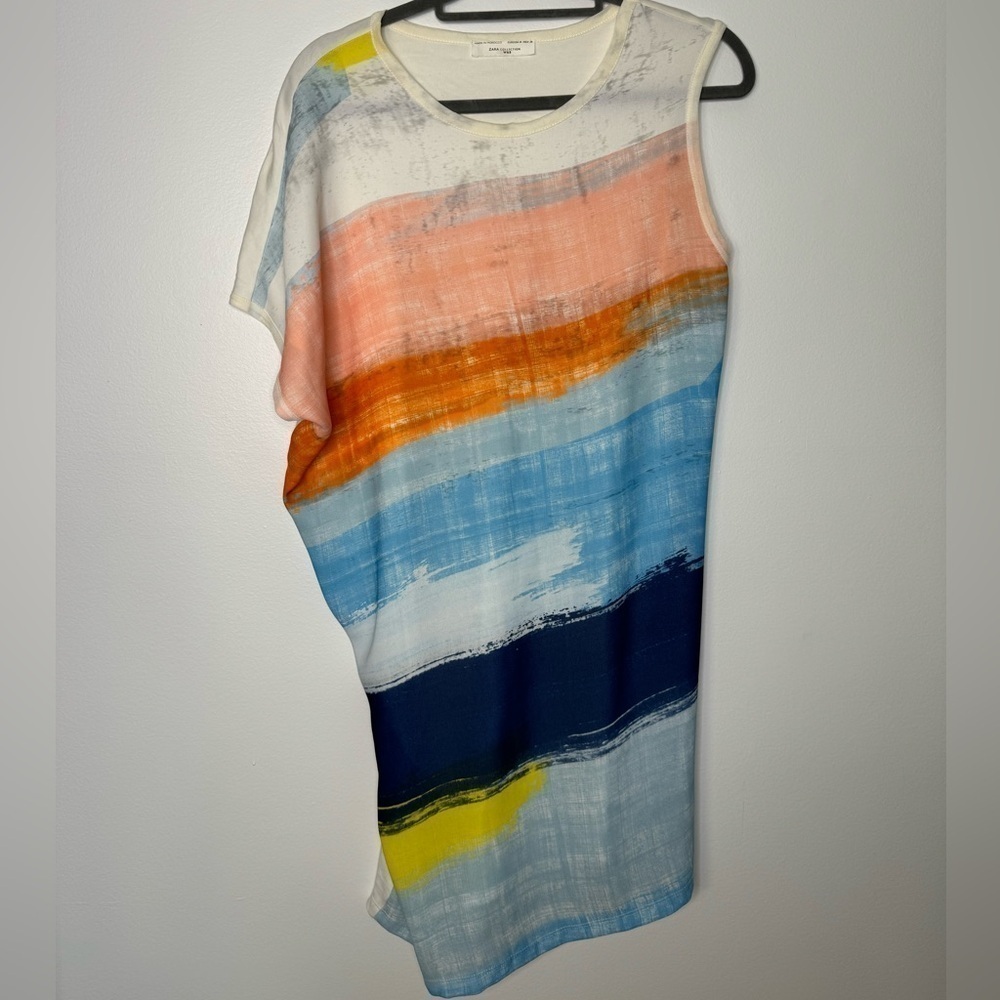 Zara collection watercolour asymmetric dress size medium